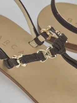 Sandalo infradito tacco 1 cm testa camoscio