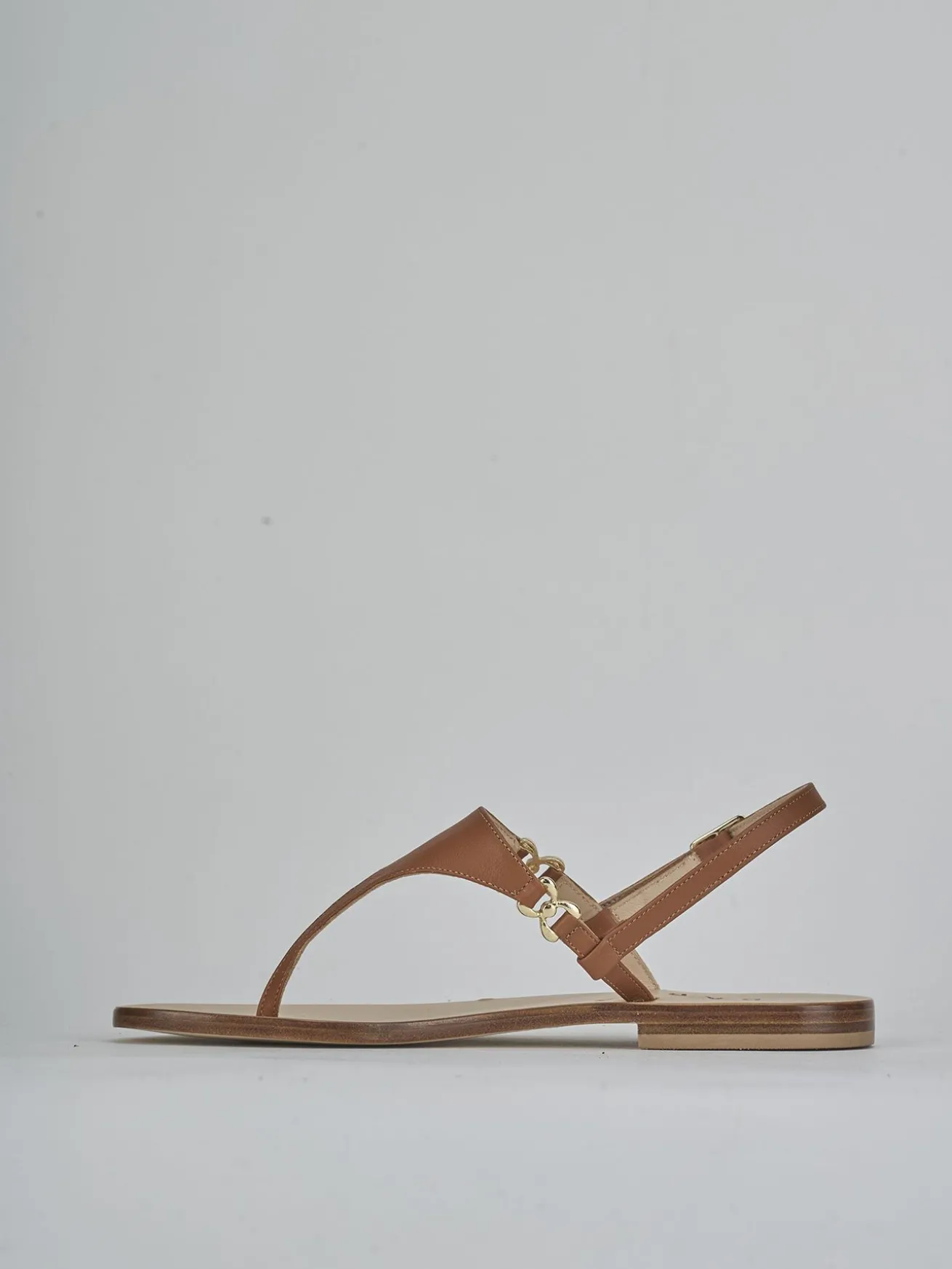 Sandalo infradito tacco 1 cm marrone pelle