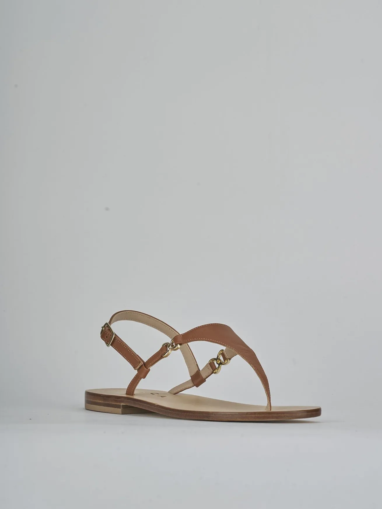 Sandalo infradito tacco 1 cm marrone pelle