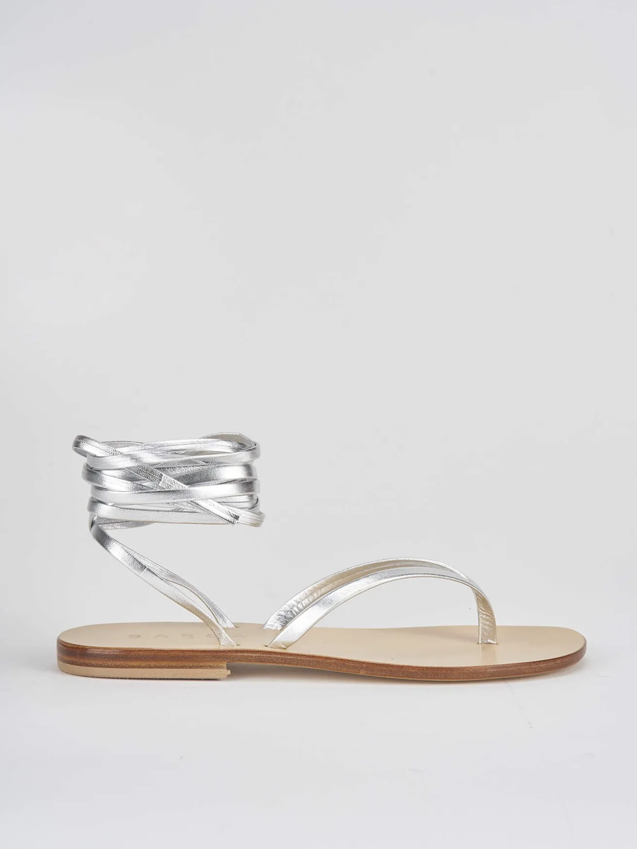 Sandalo infradito tacco 1 cm argento pelle