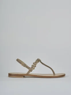 Sandalo infradito tacco 1 cm beige camoscio