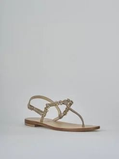 Sandalo infradito tacco 1 cm beige camoscio