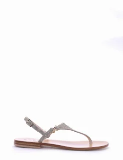 Sandalo infradito tacco 1 cm argento glitter