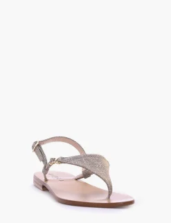 Sandalo infradito tacco 1 cm argento glitter