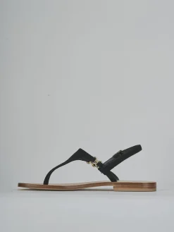 Sandalo infradito tacco 1 cm nero camoscio