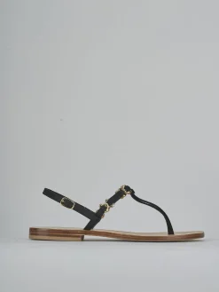 Sandalo infradito tacco 1 cm nero camoscio