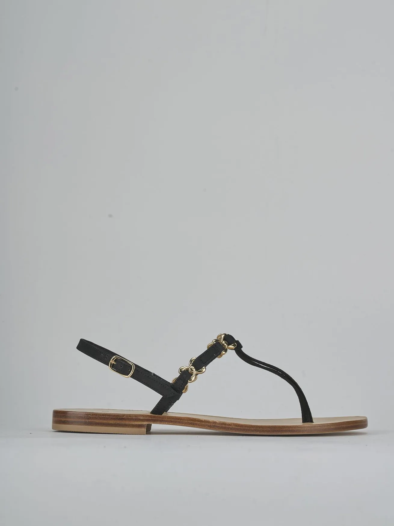 Sandalo infradito tacco 1 cm nero camoscio