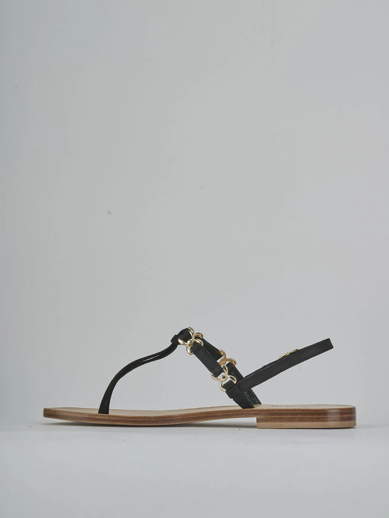 Sandalo infradito tacco 1 cm nero camoscio