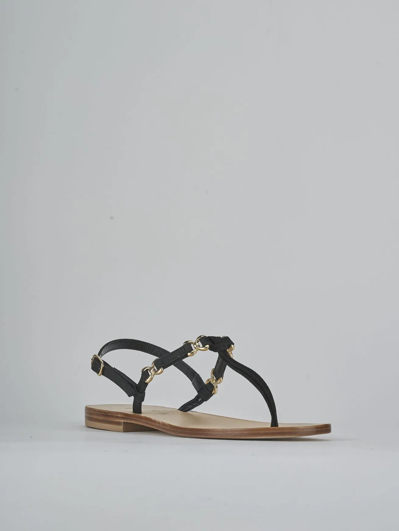 Sandalo infradito tacco 1 cm nero camoscio