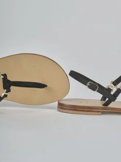 Sandalo infradito tacco 1 cm nero camoscio