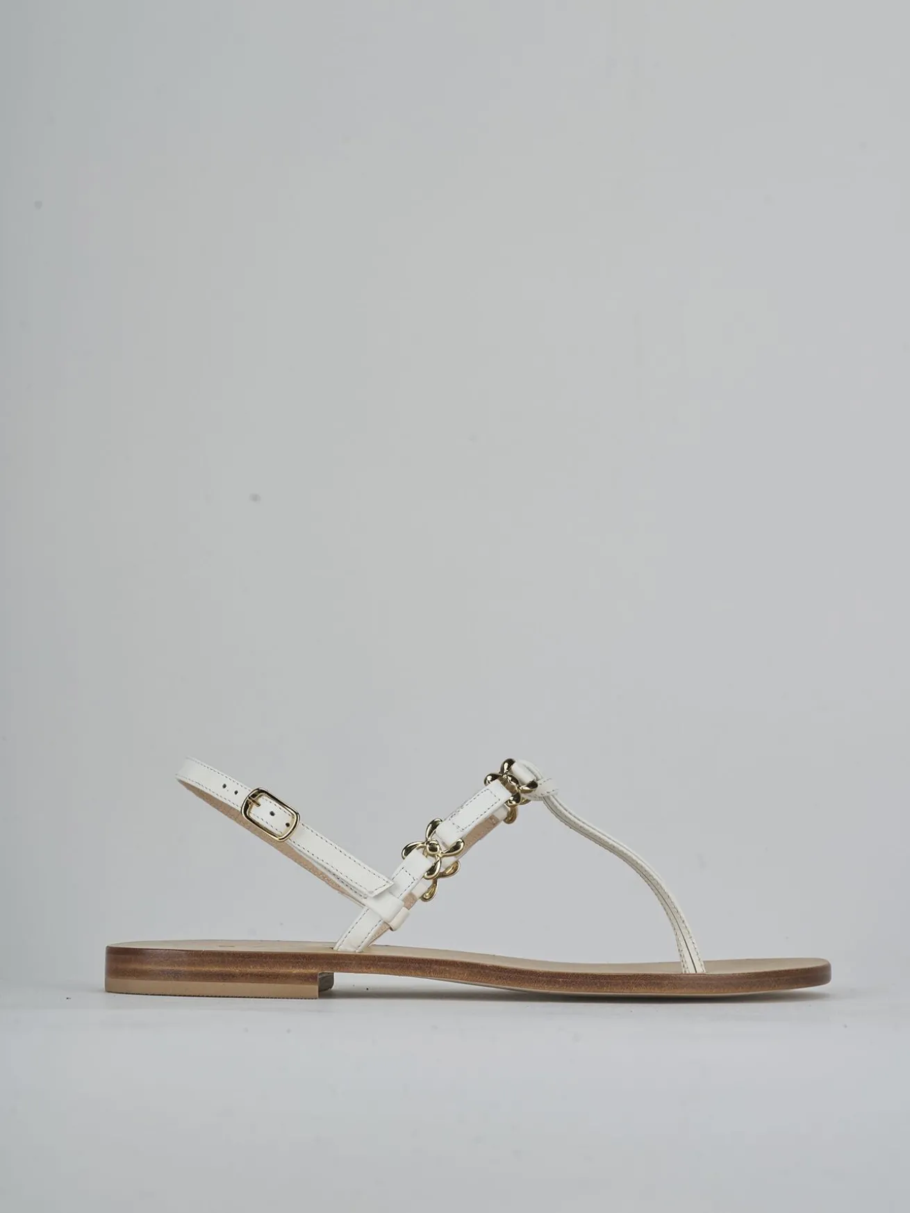 Sandalo infradito tacco 1 cm bianco pelle