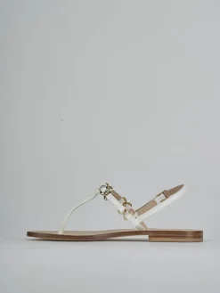 Sandalo infradito tacco 1 cm bianco pelle