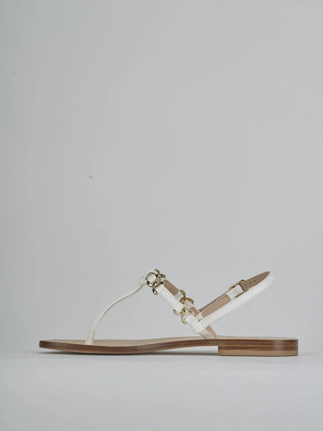 Sandalo infradito tacco 1 cm bianco pelle