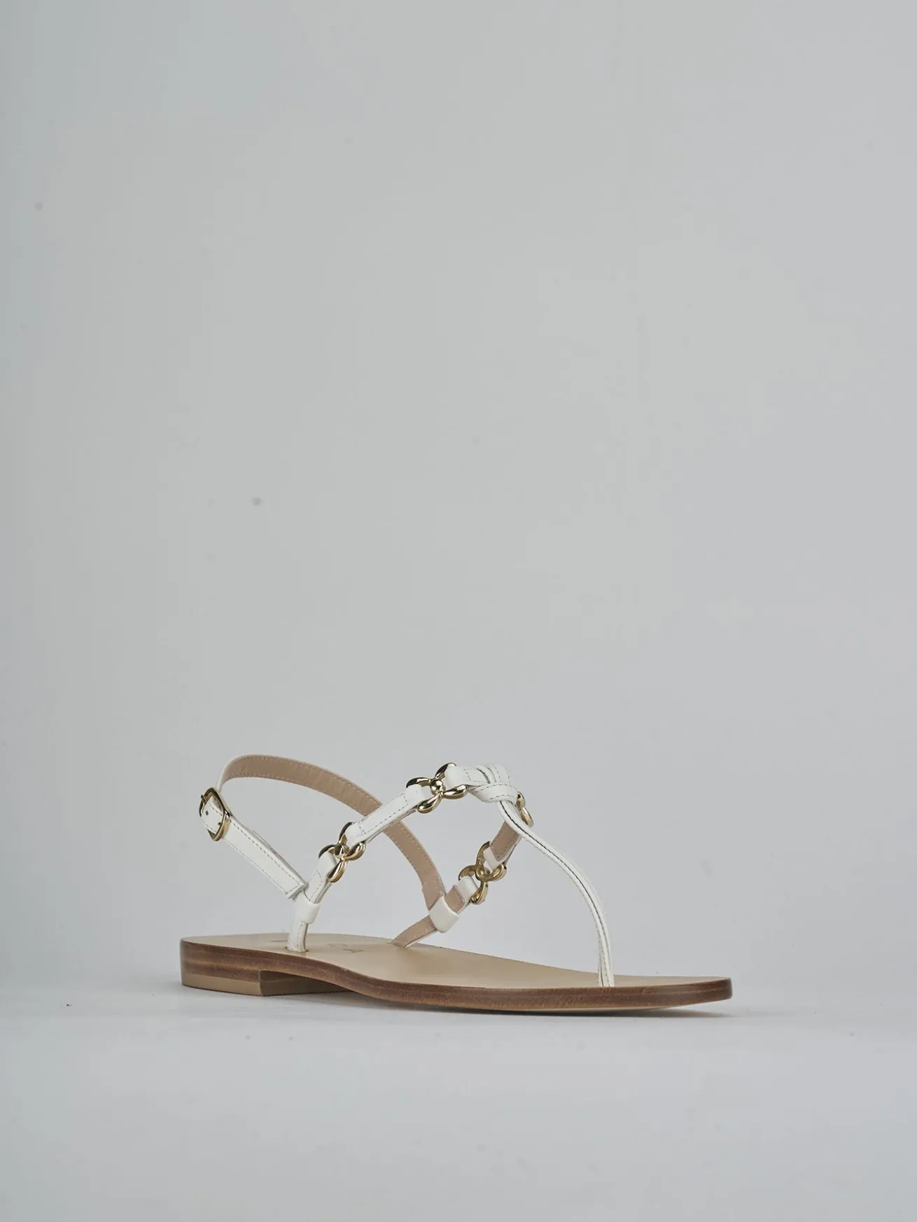 Sandalo infradito tacco 1 cm bianco pelle