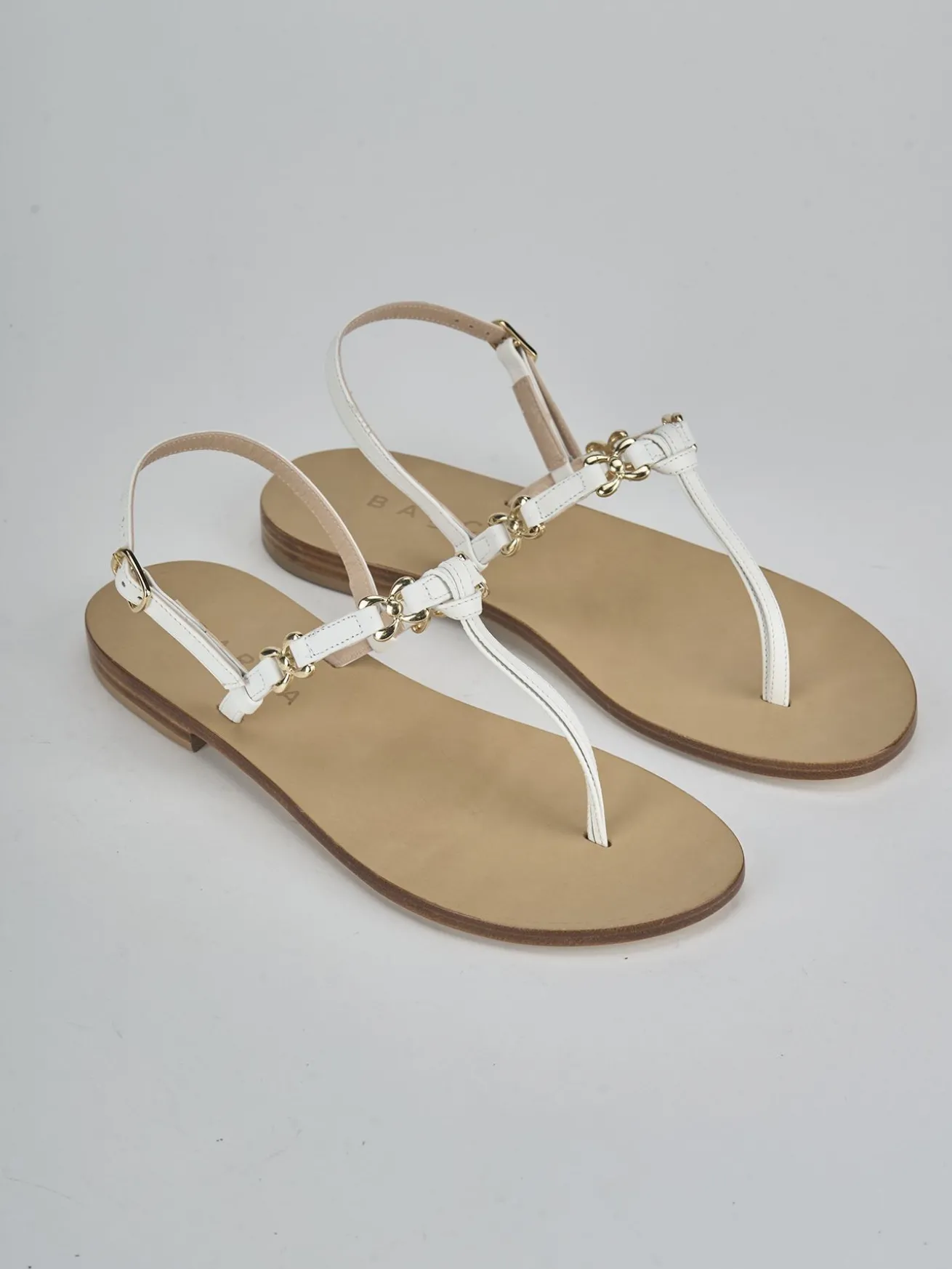 Sandalo infradito tacco 1 cm bianco pelle