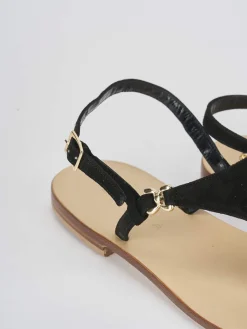 Sandalo infradito tacco 1 cm nero camoscio