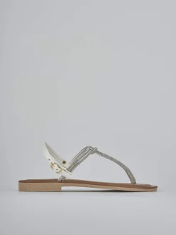 Sandalo infradito tacco 1 cm argento pelle