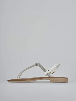 Sandalo infradito tacco 1 cm argento pelle