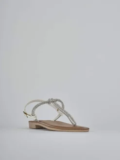 Sandalo infradito tacco 1 cm argento pelle