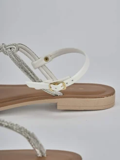 Sandalo infradito tacco 1 cm argento pelle