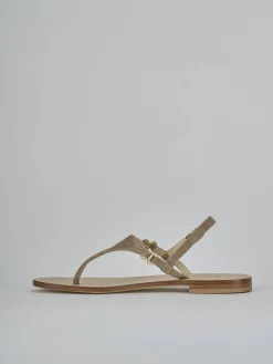 Sandalo infradito tacco 1 cm beige camoscio