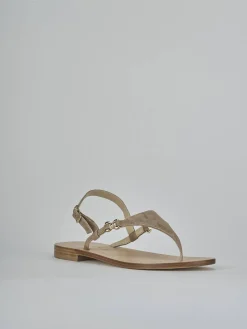 Sandalo infradito tacco 1 cm beige camoscio