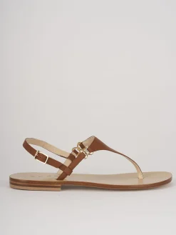 Sandalo infradito tacco 1 cm marrone pelle