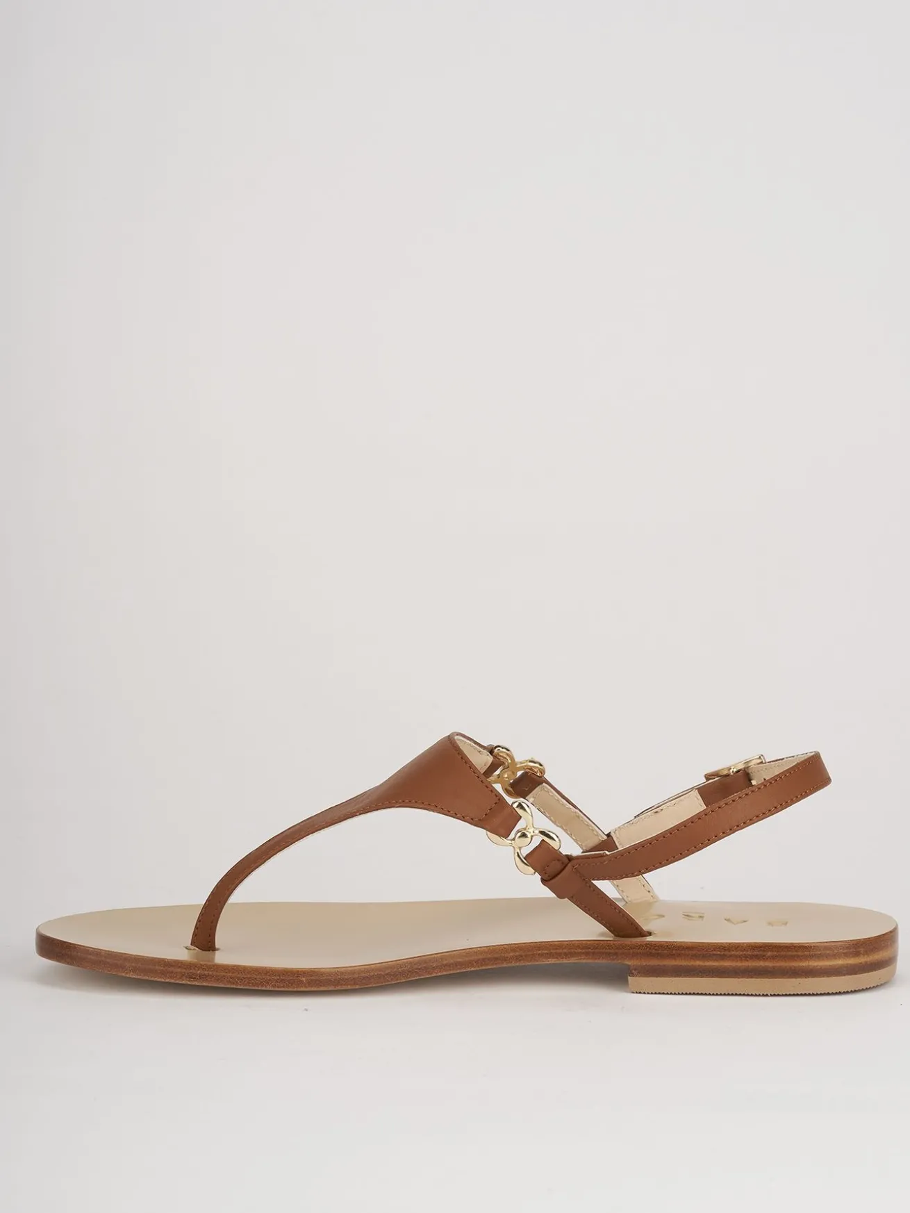 Sandalo infradito tacco 1 cm marrone pelle