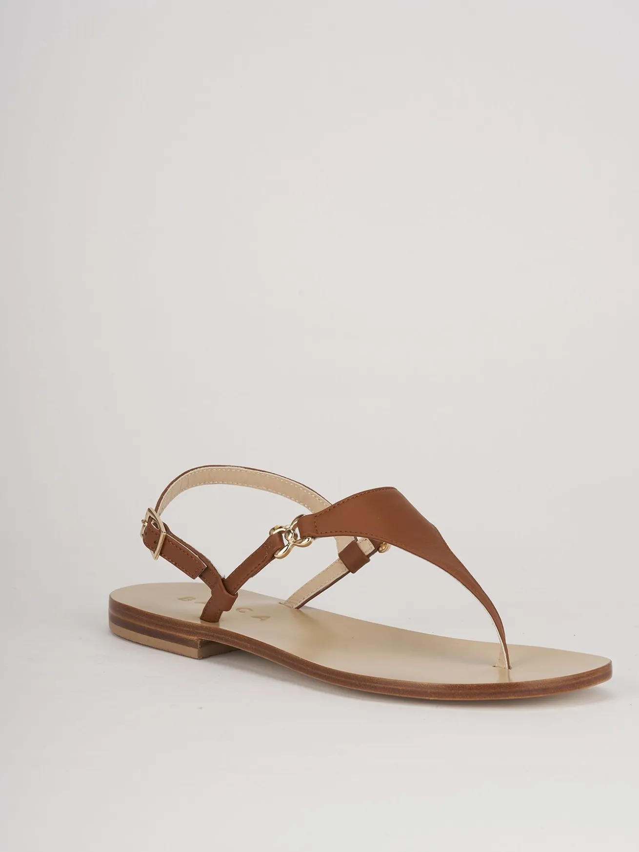 Sandalo infradito tacco 1 cm marrone pelle