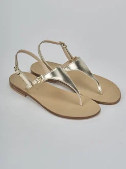 Sandalo infradito tacco 1 cm oro laminato