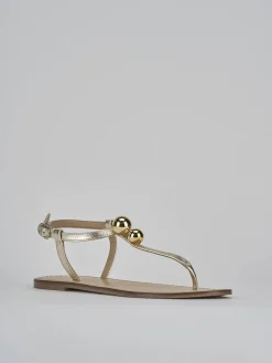 Sandalo infradito tacco 1 cm oro pelle