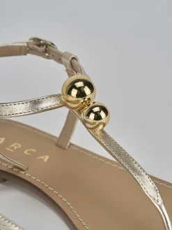 Sandalo infradito tacco 1 cm oro pelle