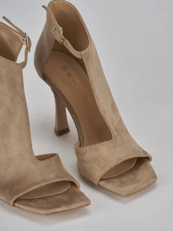 Sandalo tacco 8 cm beige camoscio