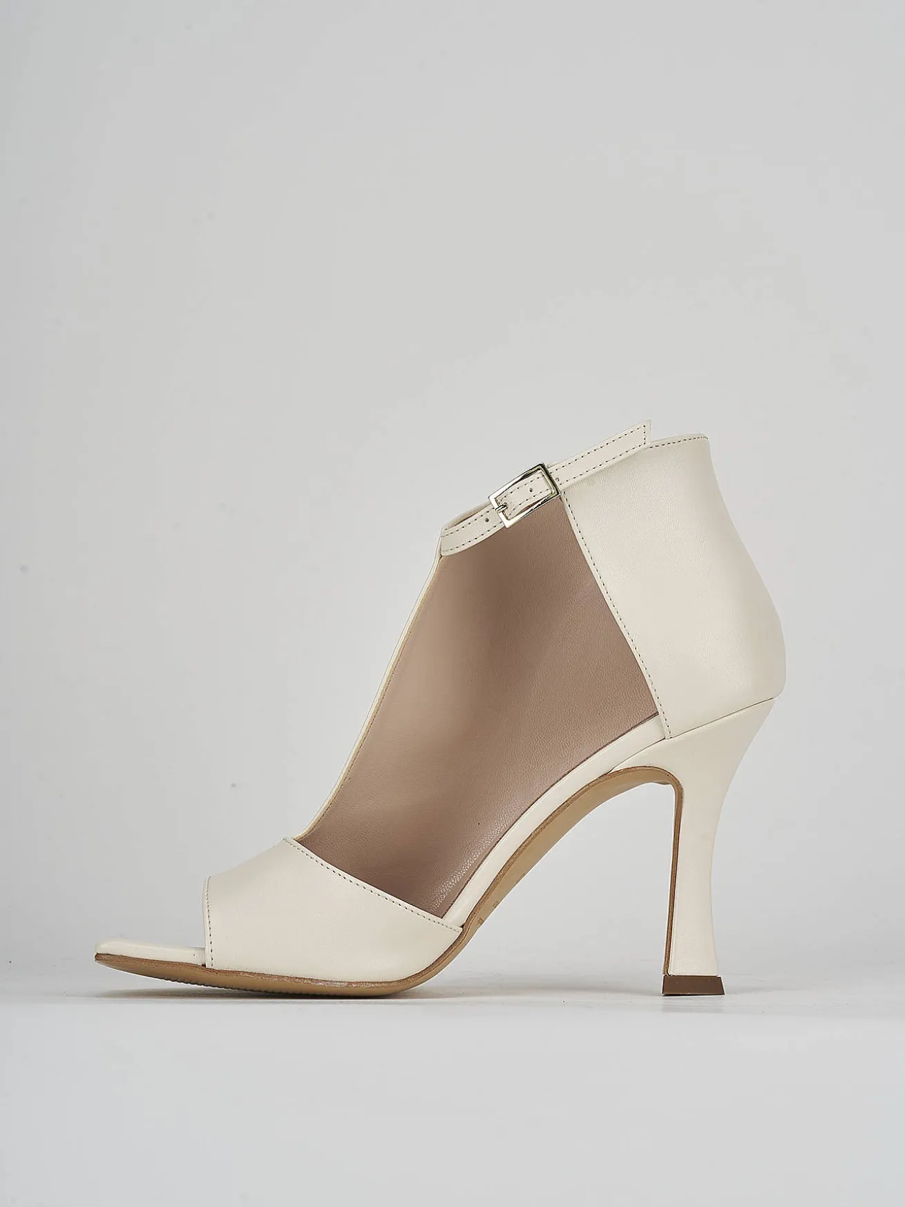 Sandalo tacco 8 cm bianco pelle