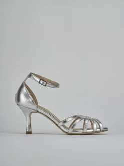 Sandalo tacco 7 cm argento pelle