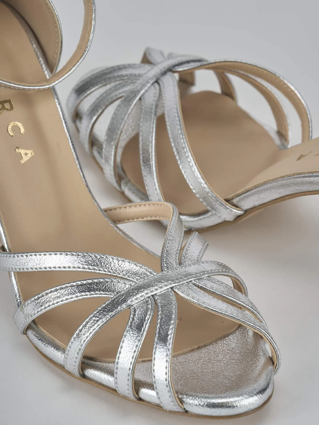 Sandalo tacco 7 cm argento pelle