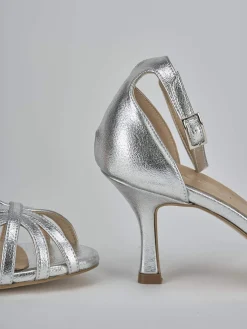 Sandalo tacco 7 cm argento pelle