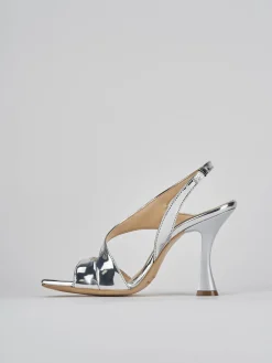 Sandalo tacco 9 cm argento pelle