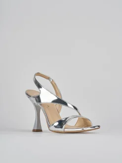 Sandalo tacco 9 cm argento pelle