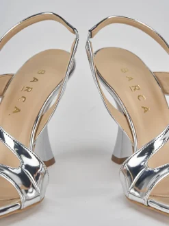 Sandalo tacco 9 cm argento pelle
