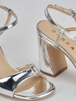 Sandalo tacco 7 cm argento pelle