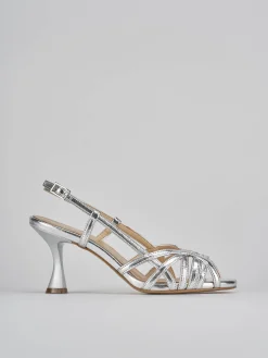 Sandalo tacco 7 cm argento pelle