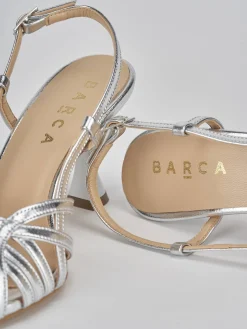 Sandalo tacco 7 cm argento pelle