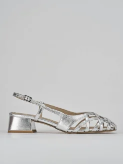 Sandalo tacco 5 cm argento pelle