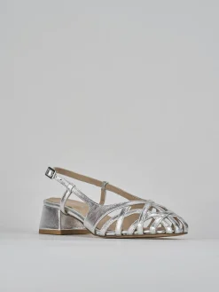 Sandalo tacco 5 cm argento pelle
