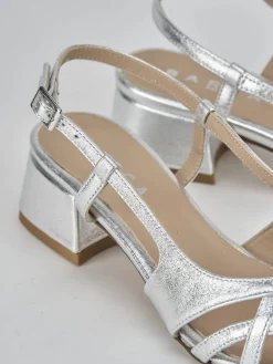 Sandalo tacco 5 cm argento pelle