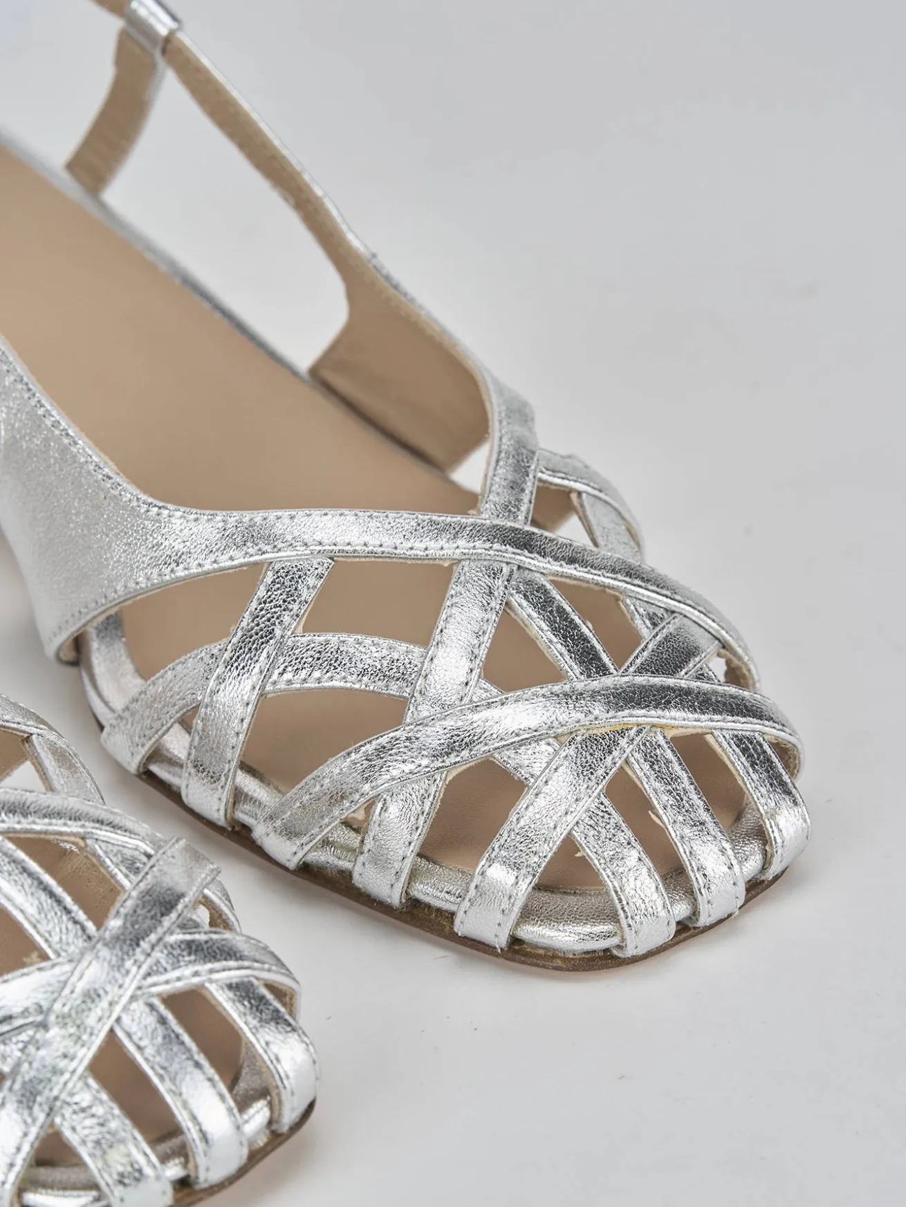 Sandalo tacco 5 cm argento pelle