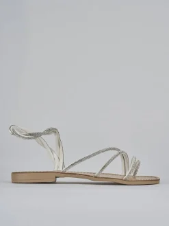 Sandalo tacco 1 cm argento pelle