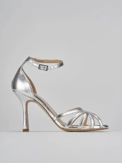 Sandalo tacco 9 cm argento pelle