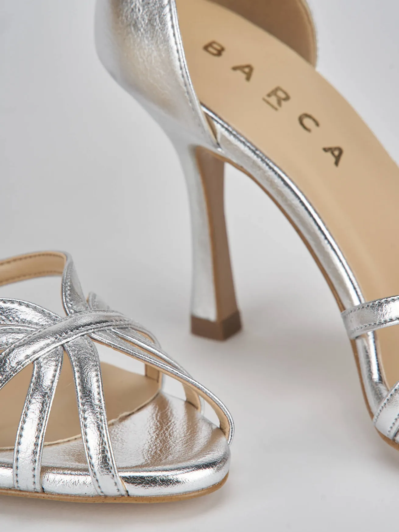 Sandalo tacco 9 cm argento pelle